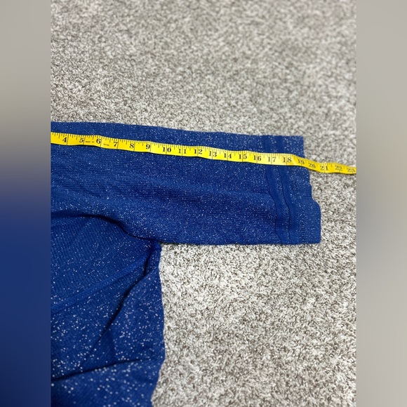 Susan Graver Style Sweater Metallic Blue Button Frond Size 1X - Picture 8 of 10